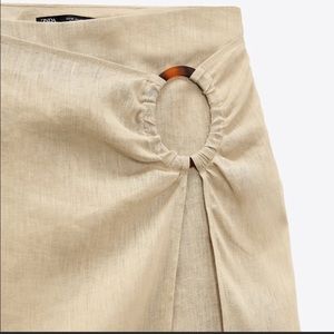 Zara Linen Wrap Skirt Beige